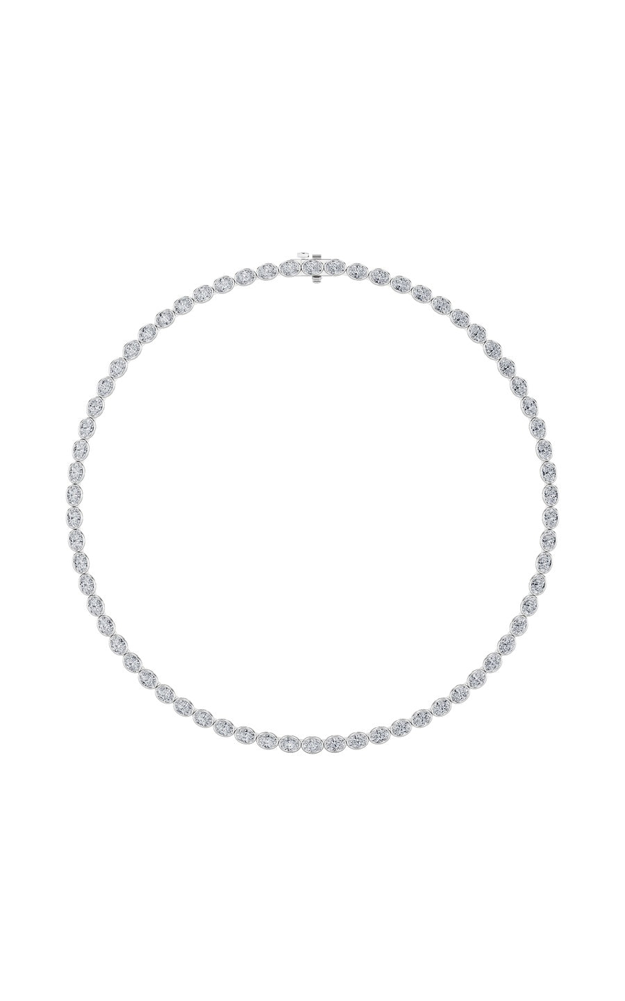 22.25Cttw Oval Shaped Lab Grown Diamond (F/VS) East West Bezel Set Necklace in 14K Gold