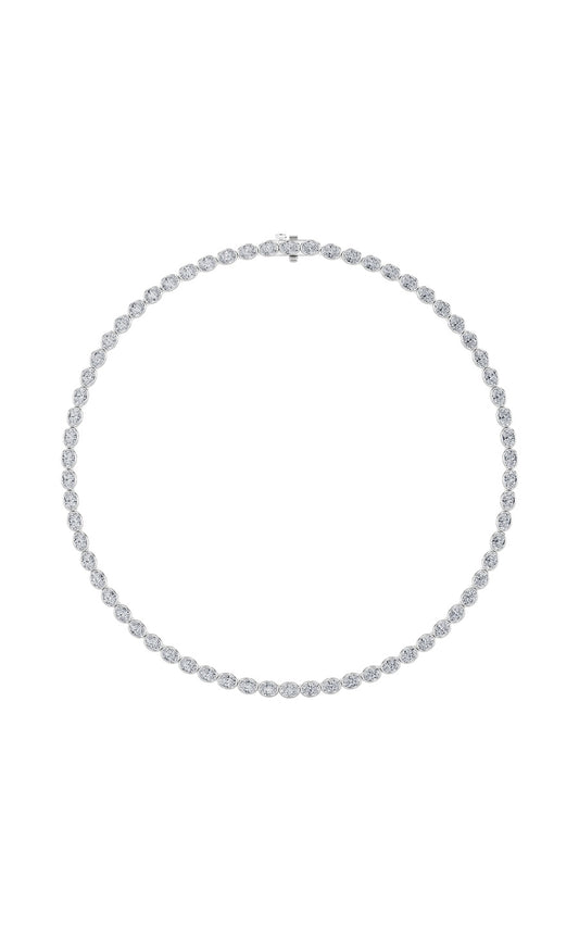 22.25Cttw Oval Shaped Lab Grown Diamond (F/VS) East West Bezel Set Necklace in 14K Gold