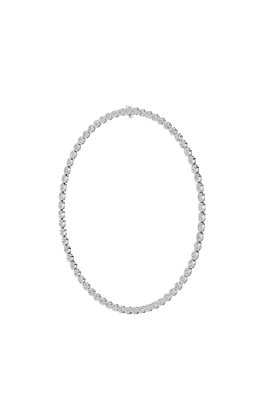 22.25Cttw Oval Shaped Lab Grown Diamond (F/VS) East West Bezel Set Necklace in 14K Gold