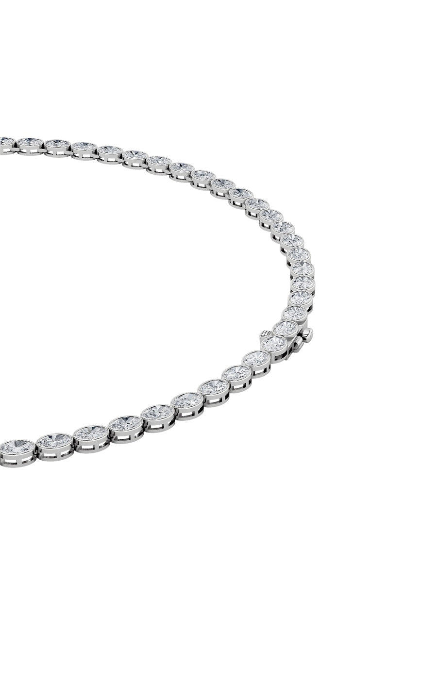 22.25Cttw Oval Shaped Lab Grown Diamond (F/VS) East West Bezel Set Necklace in 14K Gold