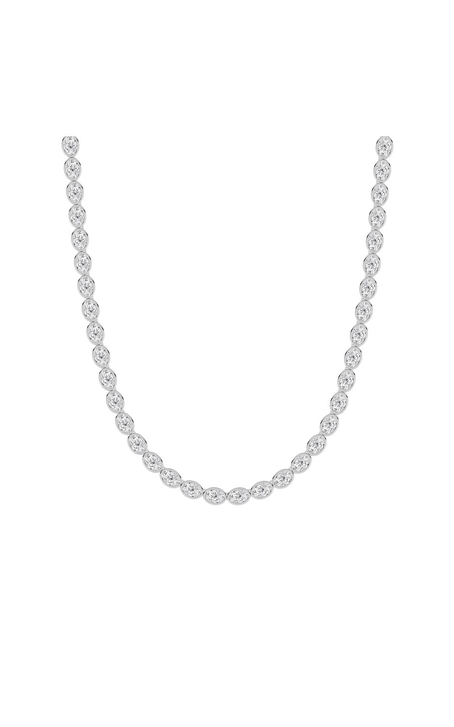 30Cttw Oval Lab Grown Diamond (F/VS ) Bezel Set Necklace in 14K Gold