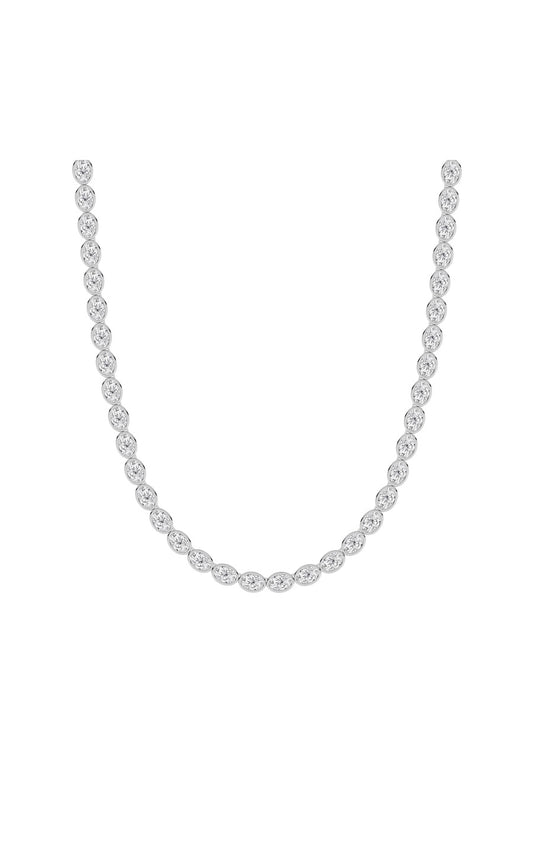 30Cttw Oval Lab Grown Diamond (F/VS ) Bezel Set Necklace in 14K Gold