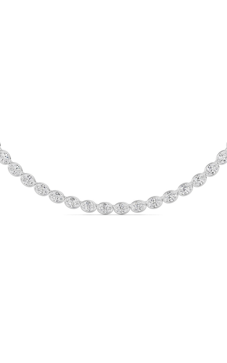 30Cttw Oval Lab Grown Diamond (F/VS ) Bezel Set Necklace in 14K Gold