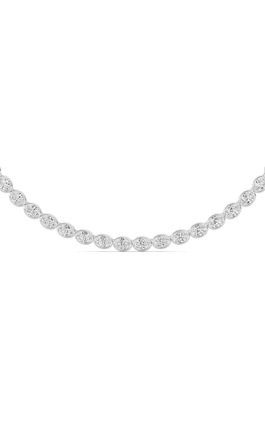 30CTW Oval Lab Grown Diamond (F/VS ) Bezel Set Necklace in 14K Gold
