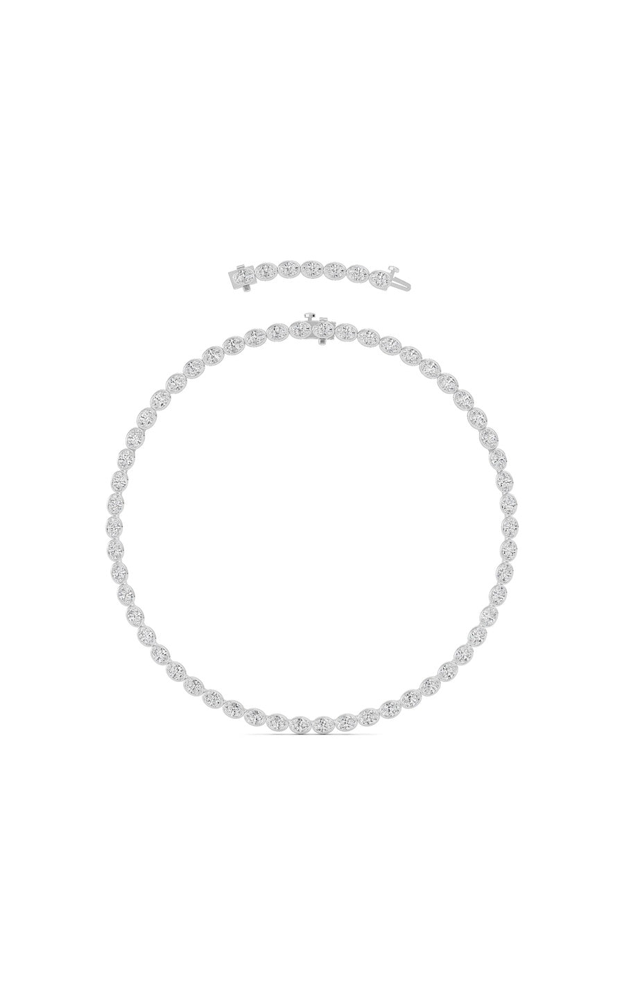 30Cttw Oval Lab Grown Diamond (F/VS ) Bezel Set Necklace in 14K Gold