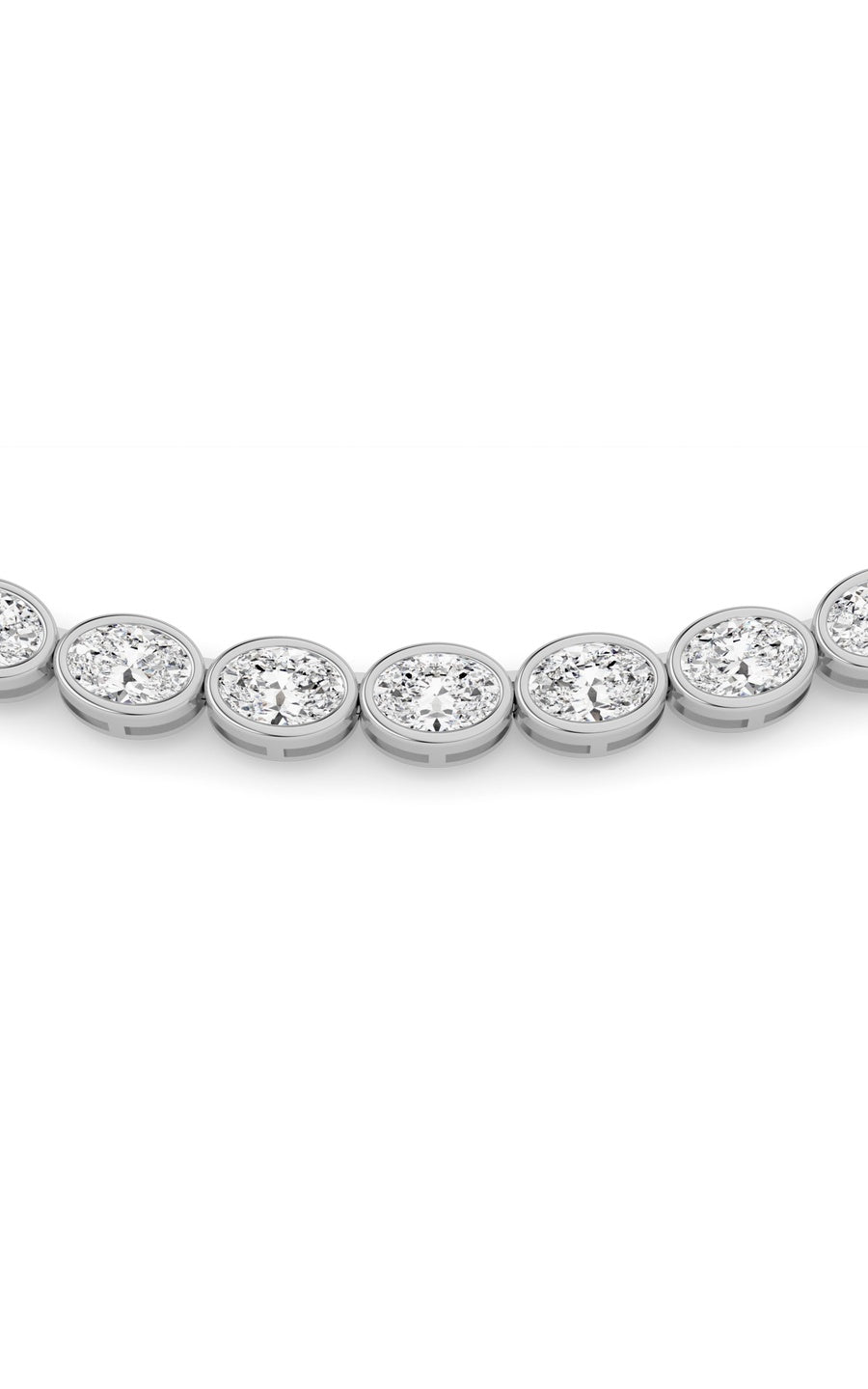 30Cttw Oval Lab Grown Diamond (F/VS ) Bezel Set Necklace in 14K Gold