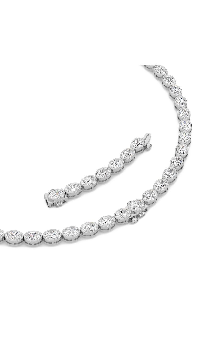 30Cttw Oval Lab Grown Diamond (F/VS ) Bezel Set Necklace in 14K Gold