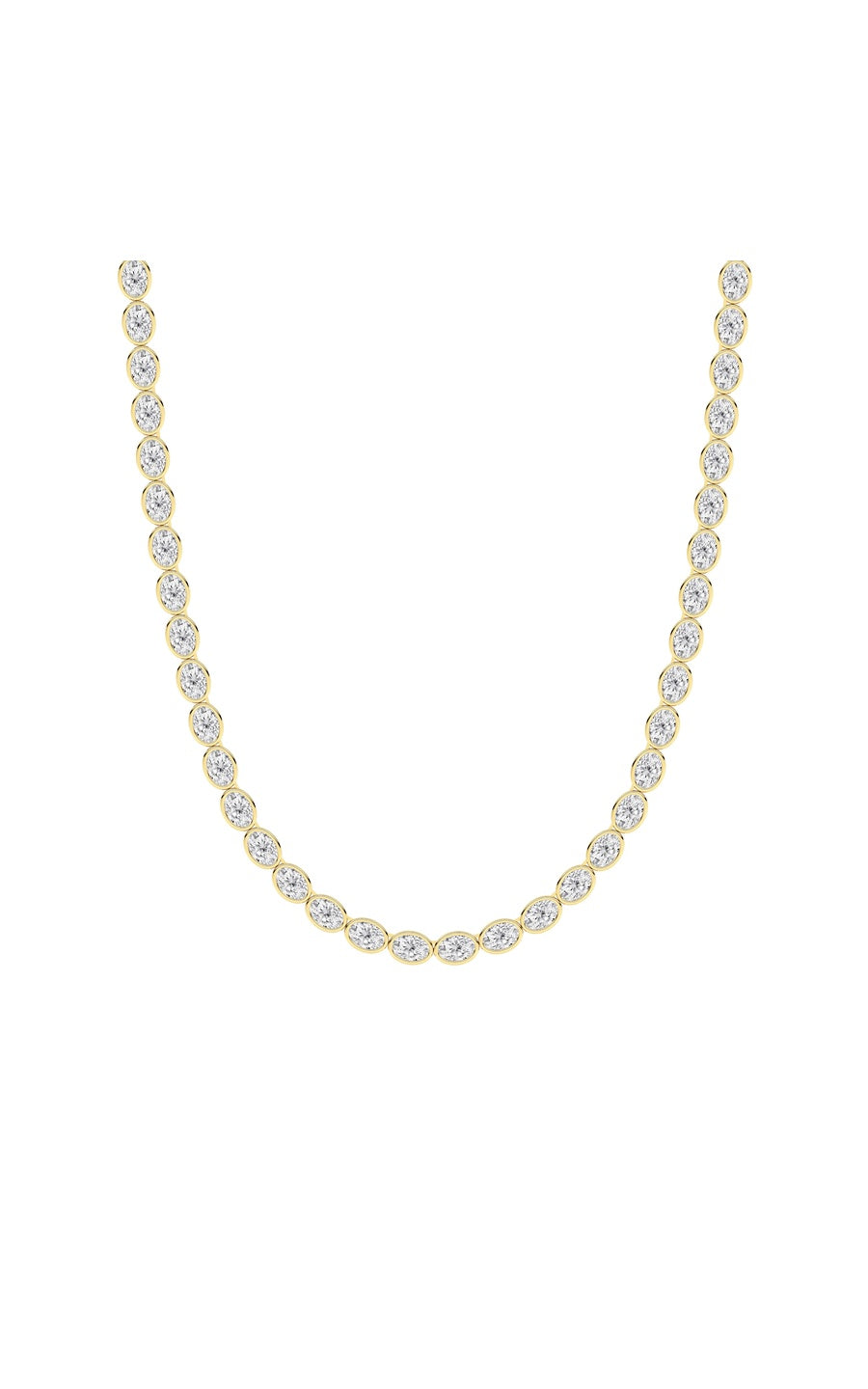 30Cttw Oval Lab Grown Diamond (F/VS ) Bezel Set Necklace in 14K Gold