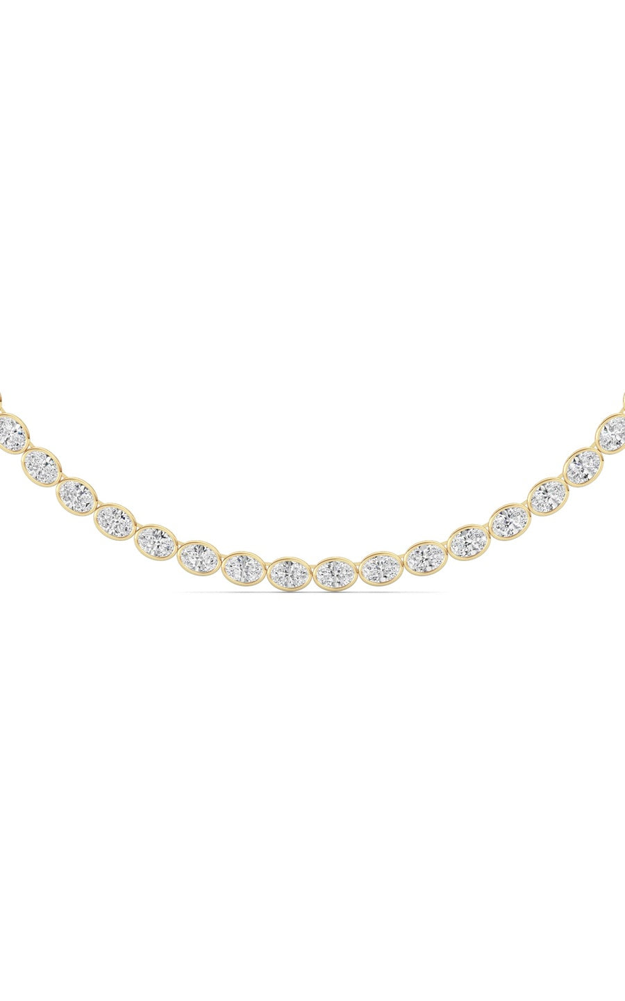 30Cttw Oval Lab Grown Diamond (F/VS ) Bezel Set Necklace in 14K Gold