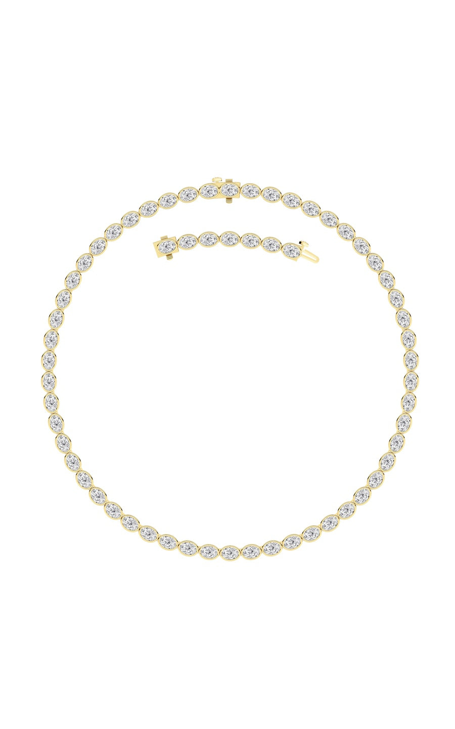 30Cttw Oval Lab Grown Diamond (F/VS ) Bezel Set Necklace in 14K Gold
