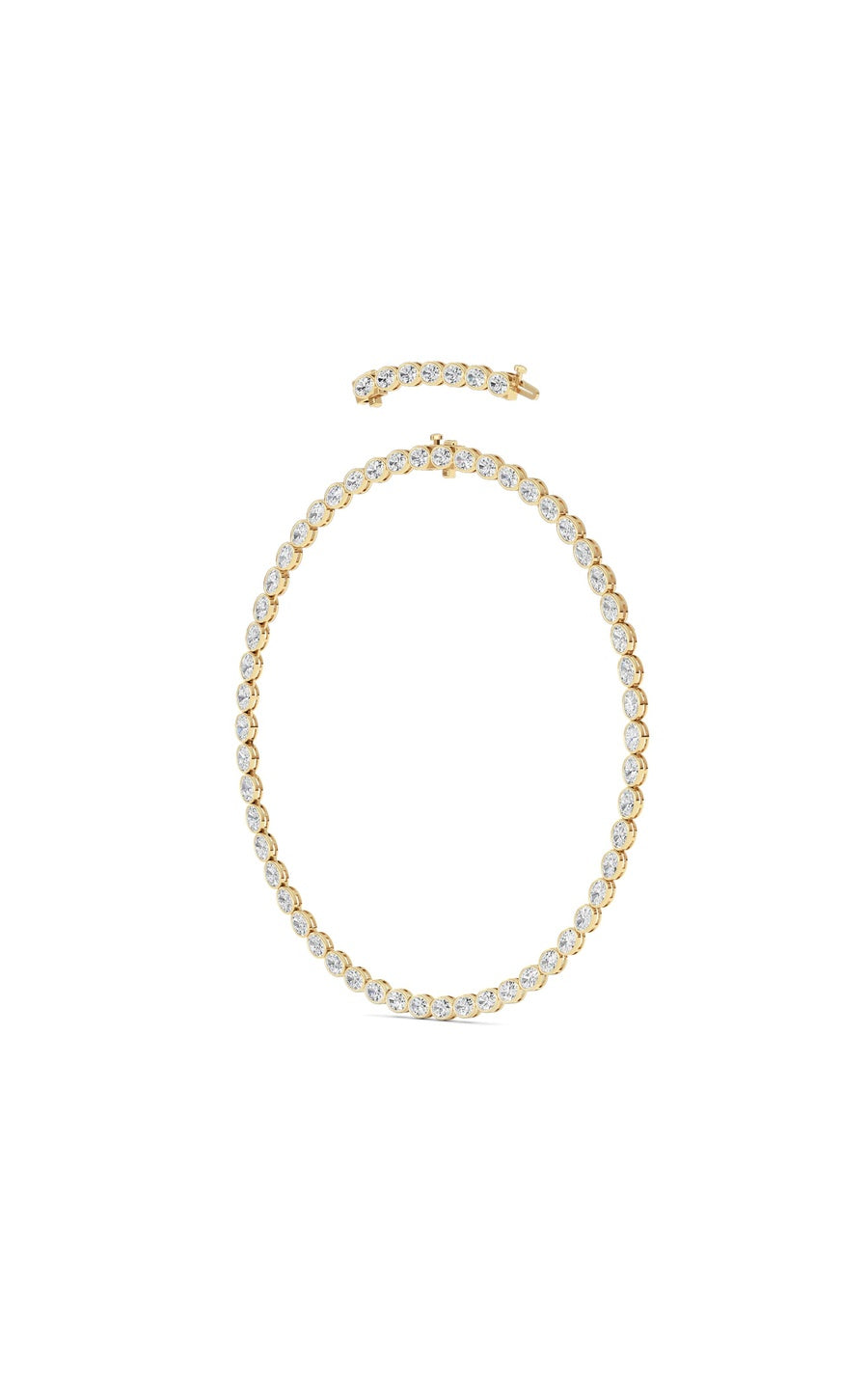 30Cttw Oval Lab Grown Diamond (F/VS ) Bezel Set Necklace in 14K Gold