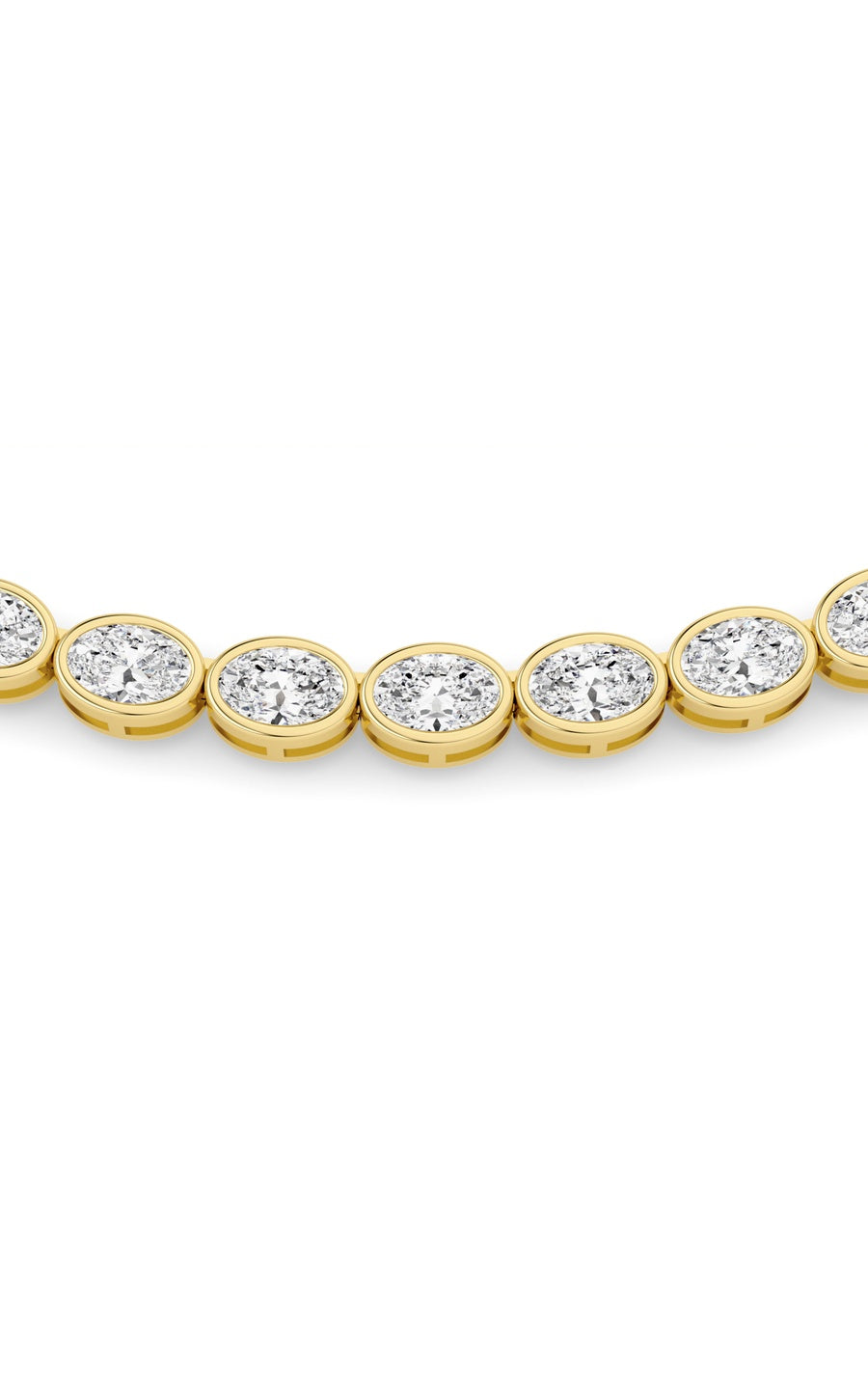 30Cttw Oval Lab Grown Diamond (F/VS ) Bezel Set Necklace in 14K Gold