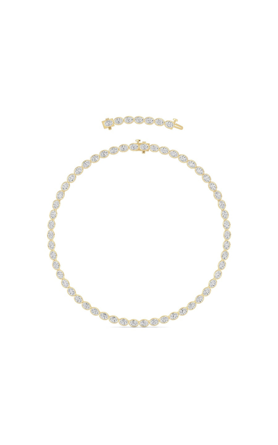 30Cttw Oval Lab Grown Diamond (F/VS ) Bezel Set Necklace in 14K Gold
