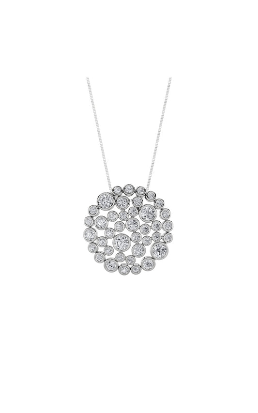 2Cttw Round Shaped Lab Grown Diamond (F/VS) Bezelset Bubble Pendant in 14K Gold