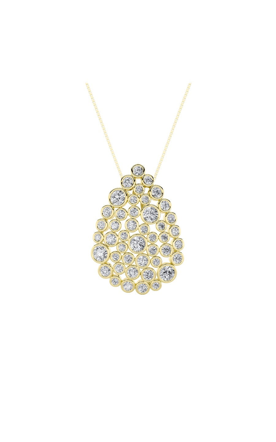 2.5Cttw Round Shaped Lab Grown Diamond (F/VS) Bezel set Bubble Pendant in 14K Gold