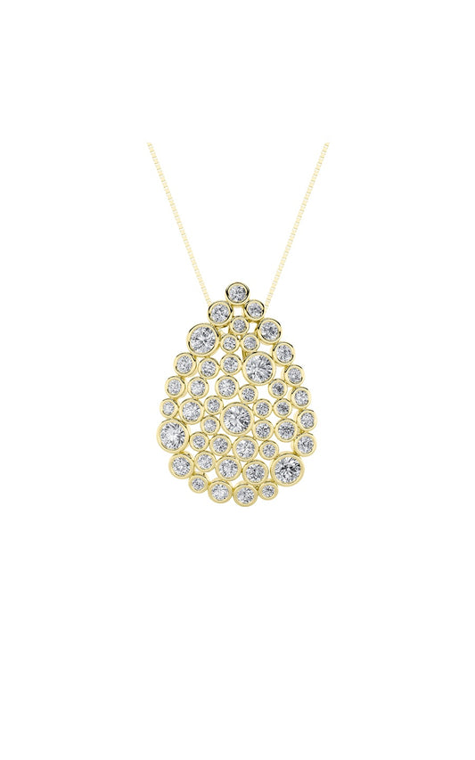 2.5Cttw Round Shaped Lab Grown Diamond (F/VS) Bezel set Bubble Pendant in 14K Gold