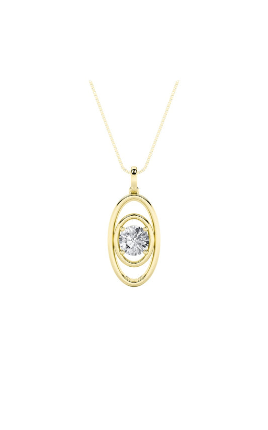 1Cttw Round Shaped Lab Grown Diamond (F/VS) Concentric Fancy Pendant in 14K Gold