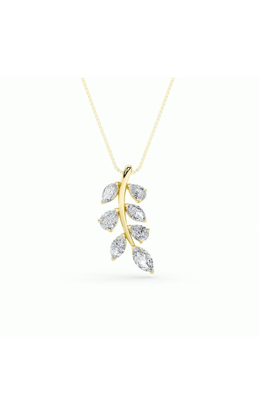1.5Cttw Marquise Shaped Lab Grown Diamond (F/VS) Leaf Motif Fashion Pendant in 14K Gold