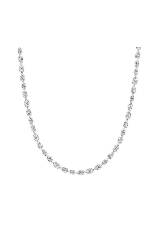 25Cttw Mix Shaped Lab Grown Diamond (F/VS ) TennisNecklace in 14K Gold