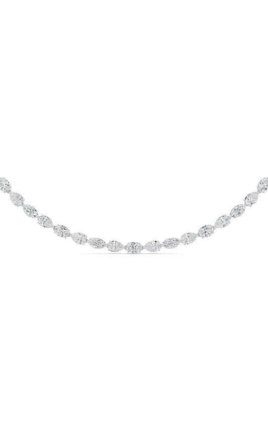 25CTW Mix Shaped Lab Grown Diamond (F/VS ) Tennis Necklace in 14K Gold