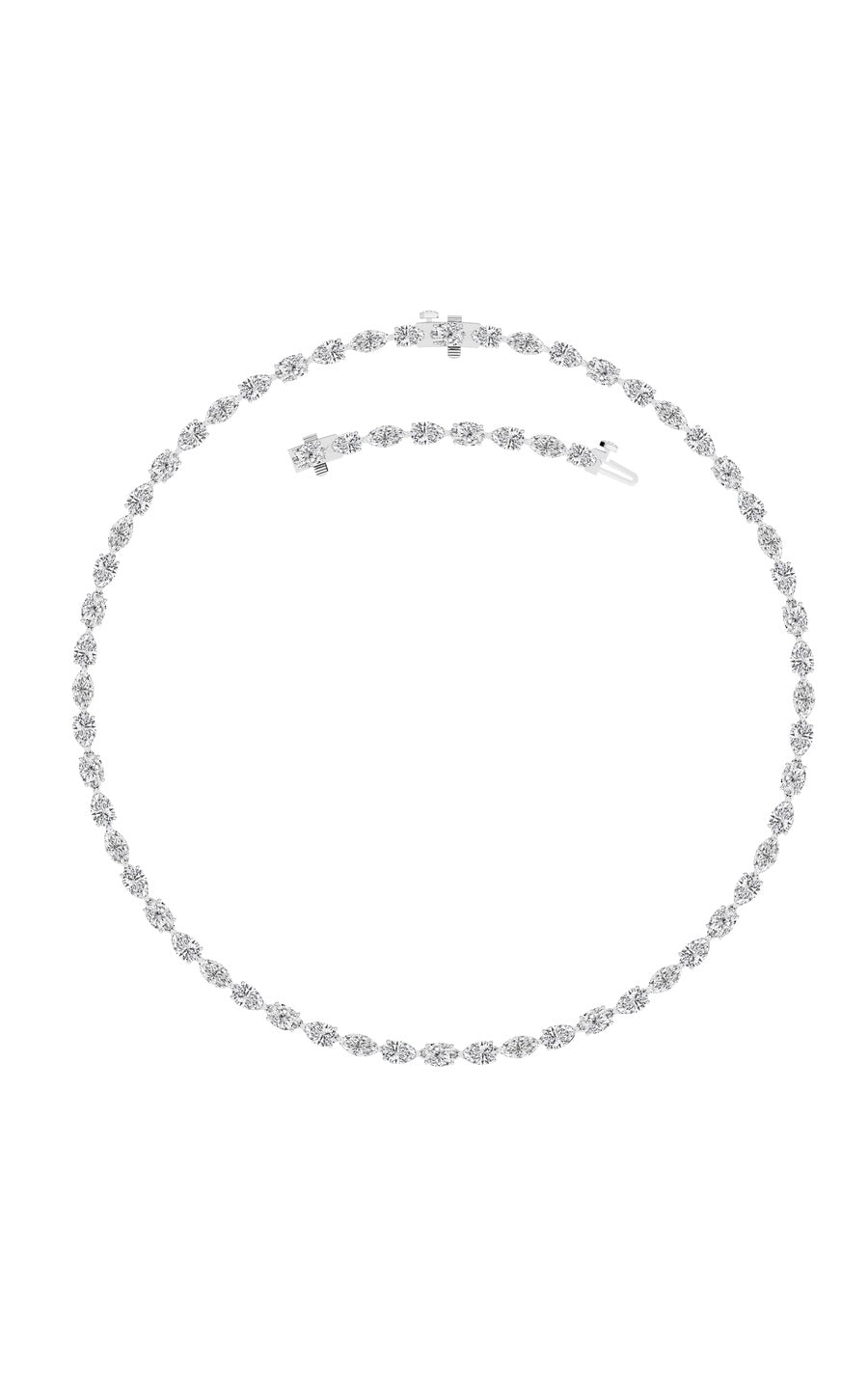 25Cttw Mix Shaped Lab Grown Diamond (F/VS ) TennisNecklace in 14K Gold