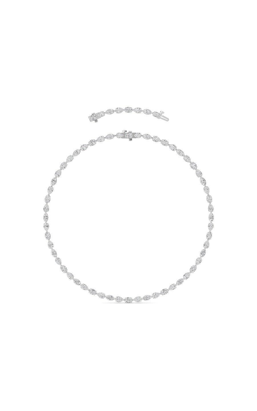 25Cttw Mix Shaped Lab Grown Diamond (F/VS ) TennisNecklace in 14K Gold