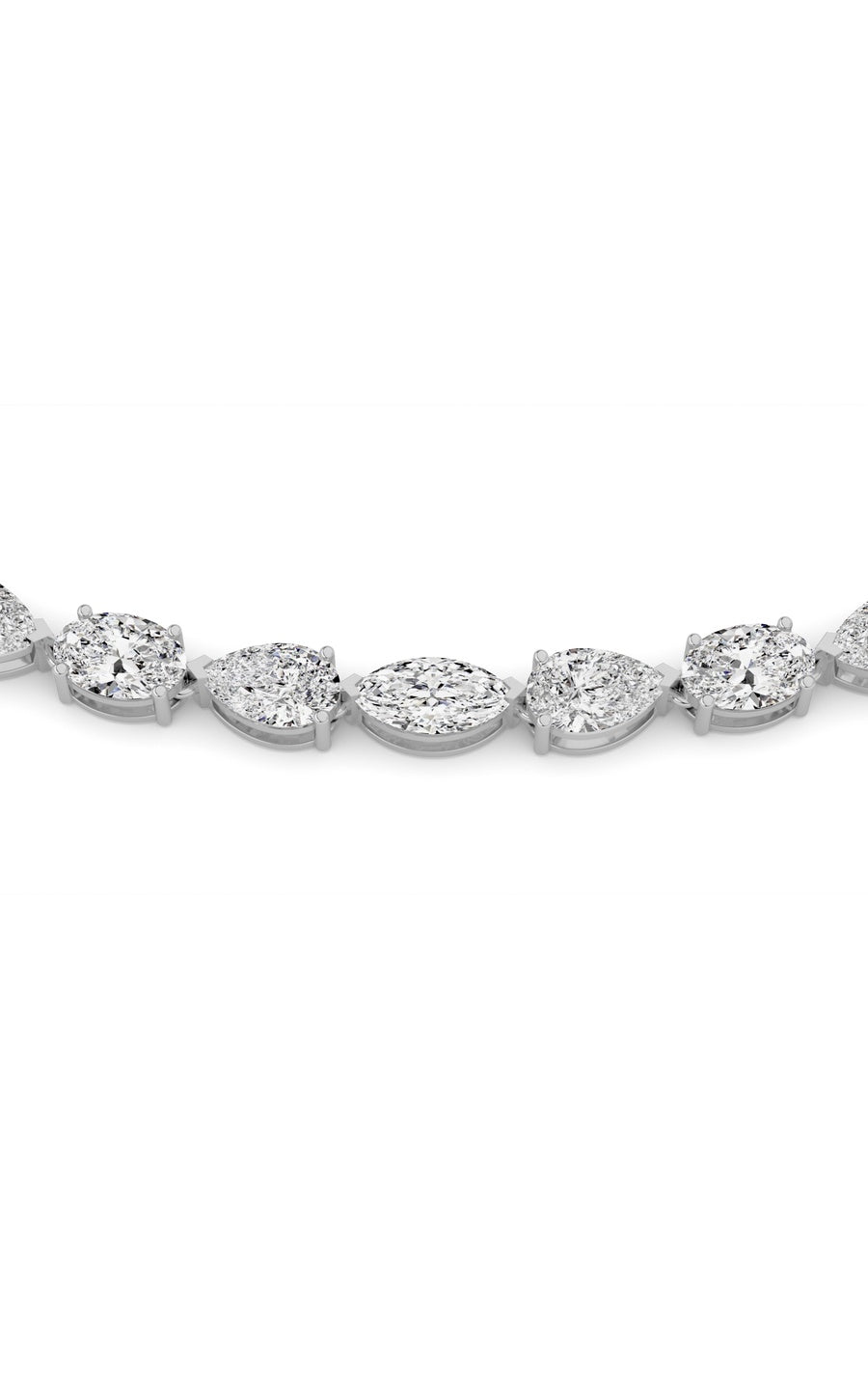 25Cttw Mix Shaped Lab Grown Diamond (F/VS ) TennisNecklace in 14K Gold