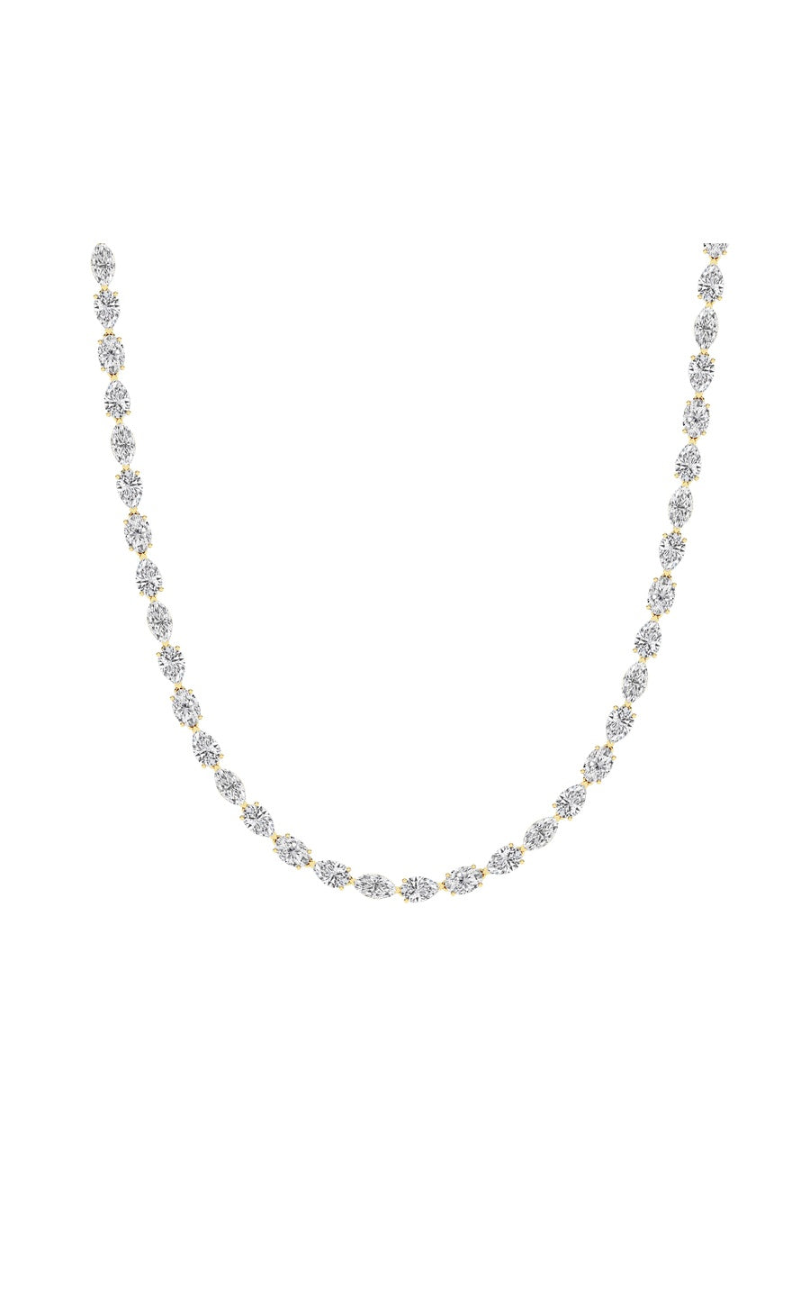 25Cttw Mix Shaped Lab Grown Diamond (F/VS ) TennisNecklace in 14K Gold