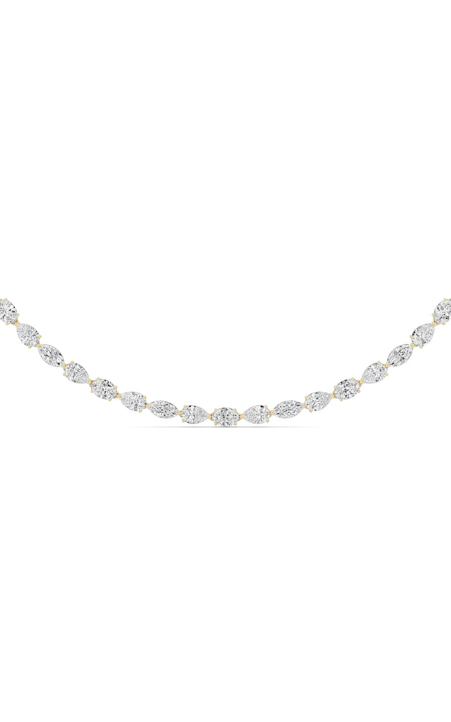 25Cttw Mix Shaped Lab Grown Diamond (F/VS ) TennisNecklace in 14K Gold