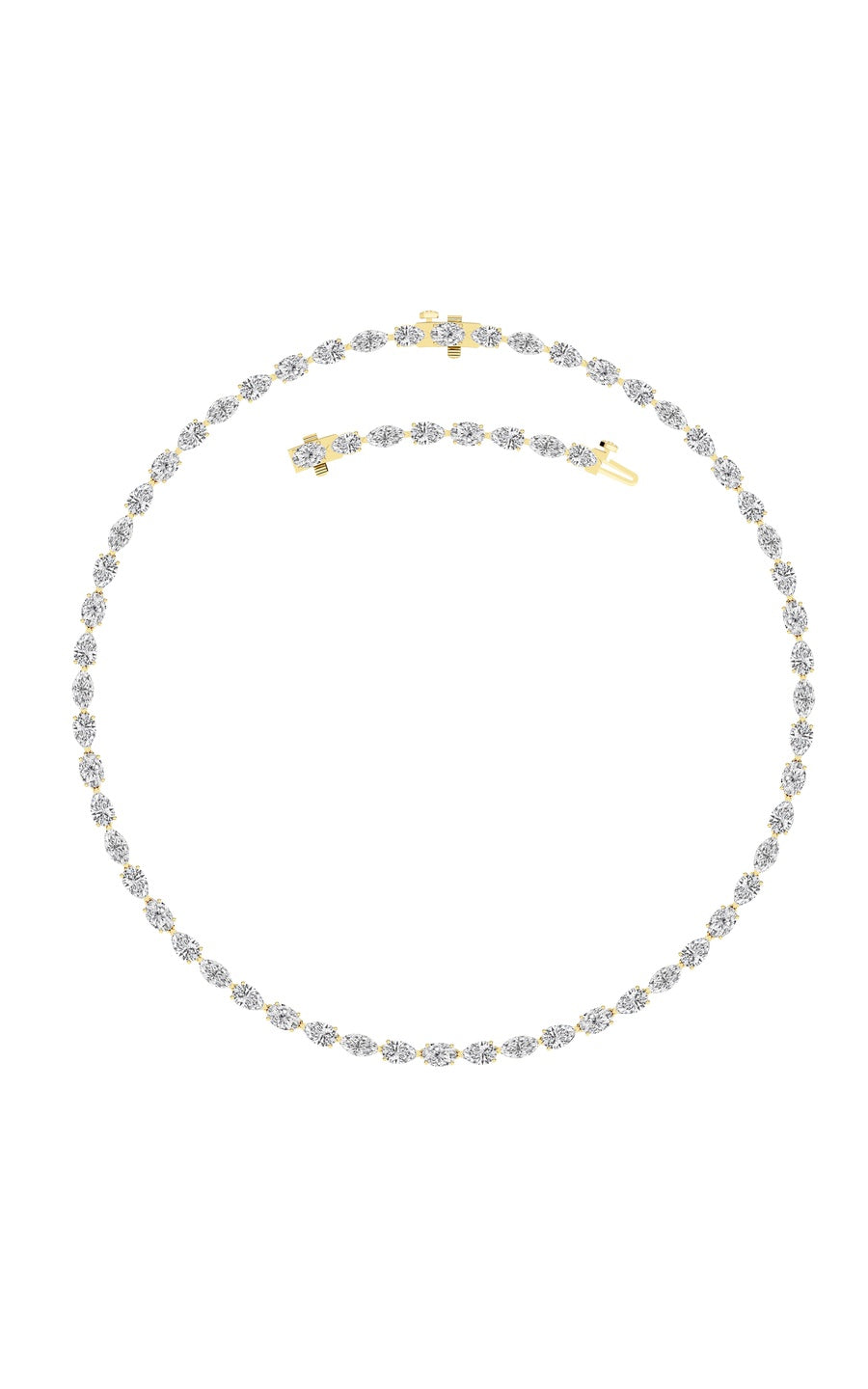 25Cttw Mix Shaped Lab Grown Diamond (F/VS ) TennisNecklace in 14K Gold