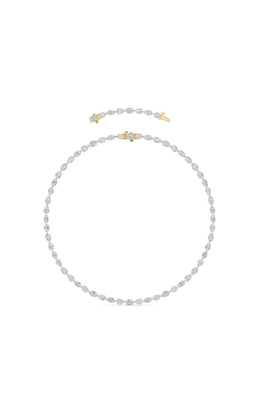 25Cttw Mix Shaped Lab Grown Diamond (F/VS ) TennisNecklace in 14K Gold
