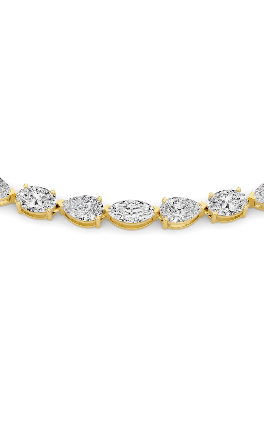 25Cttw Mix Shaped Lab Grown Diamond (F/VS ) TennisNecklace in 14K Gold