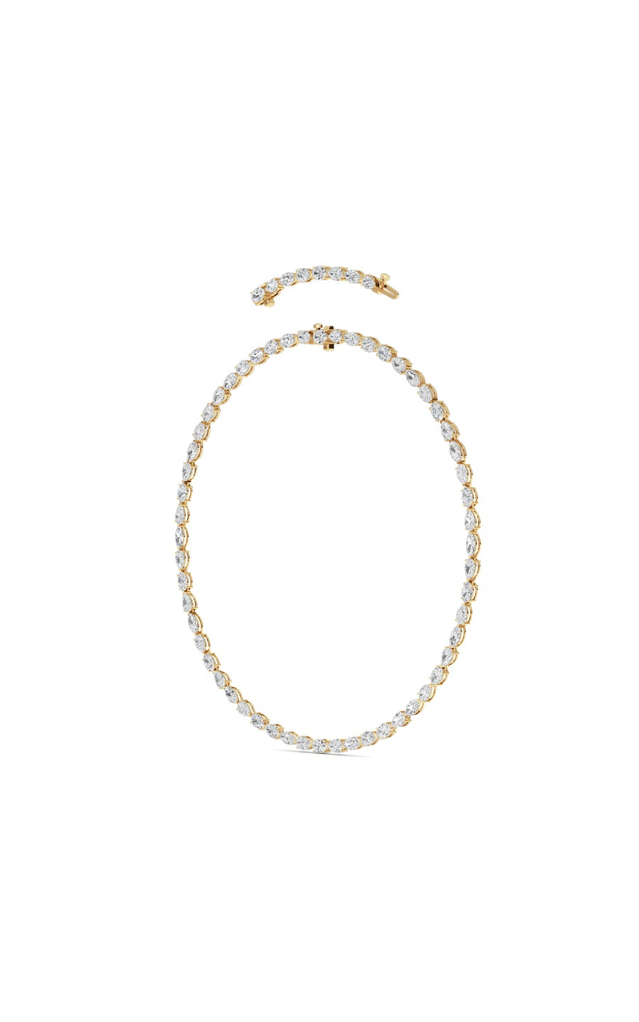 25Cttw Mix Shaped Lab Grown Diamond (F/VS ) TennisNecklace in 14K Gold