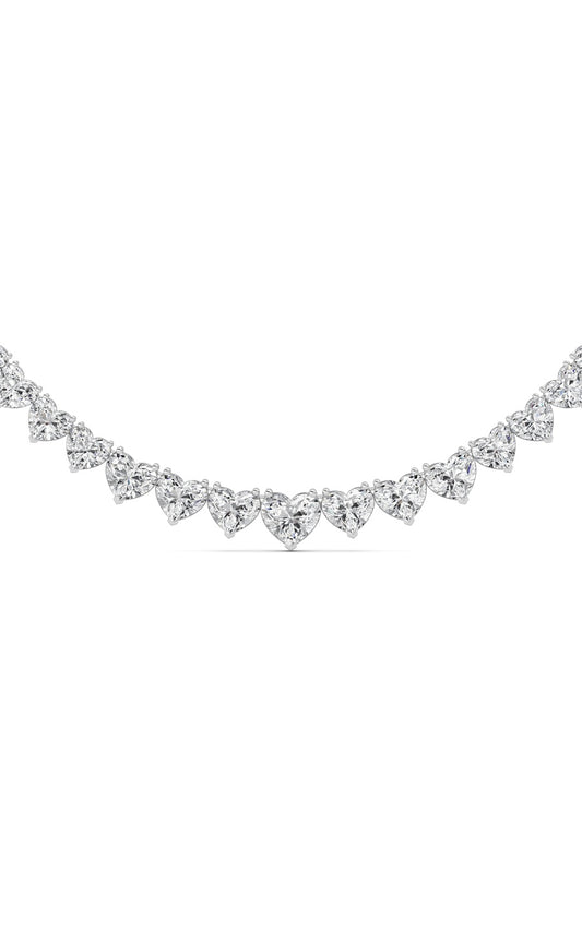 65Cttw Heart Shaped Lab Grown Diamond (F/VS ) Tennis Necklace in 14K Gold