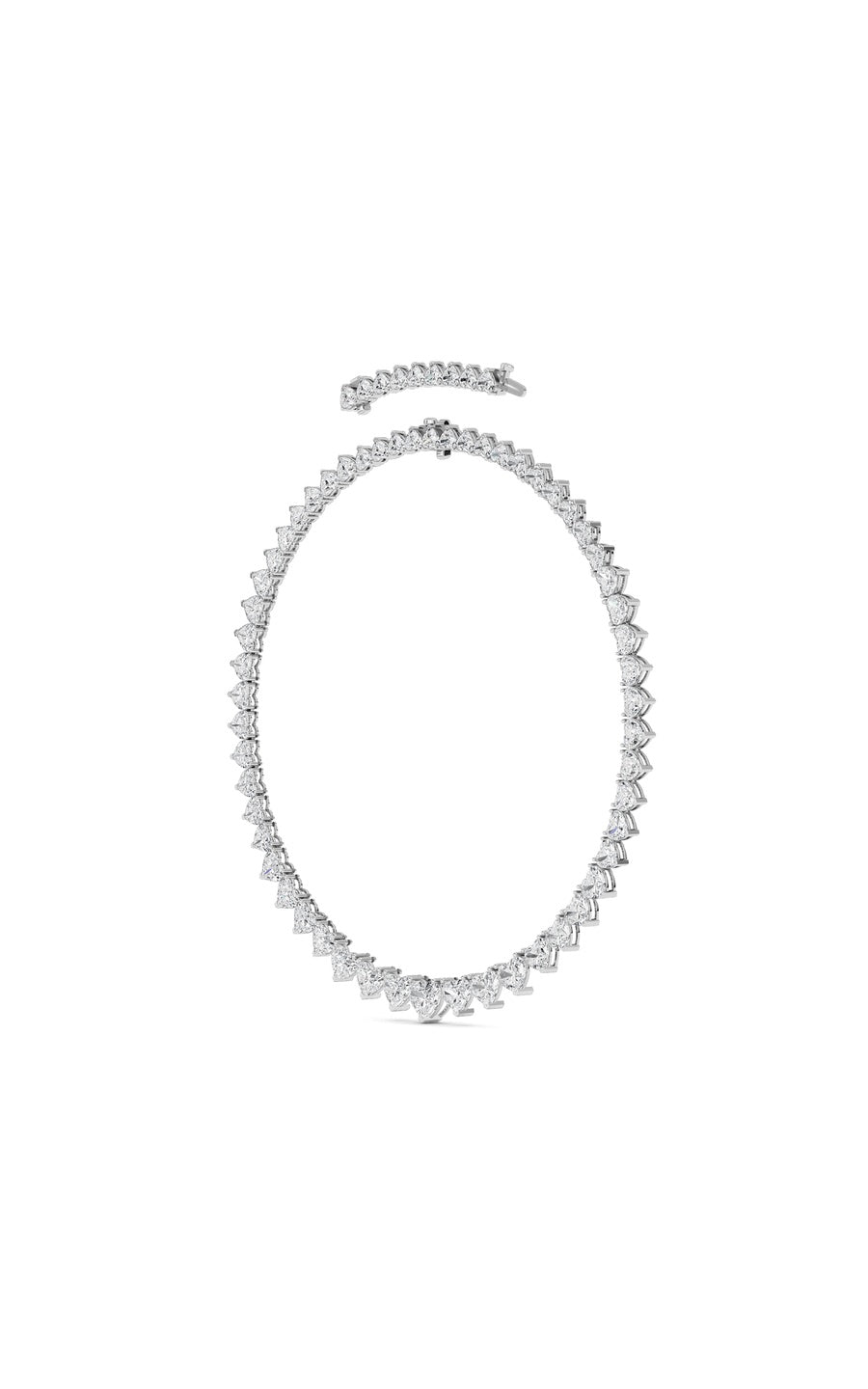 65Cttw Heart Shaped Lab Grown Diamond (F/VS ) Tennis Necklace in 14K Gold