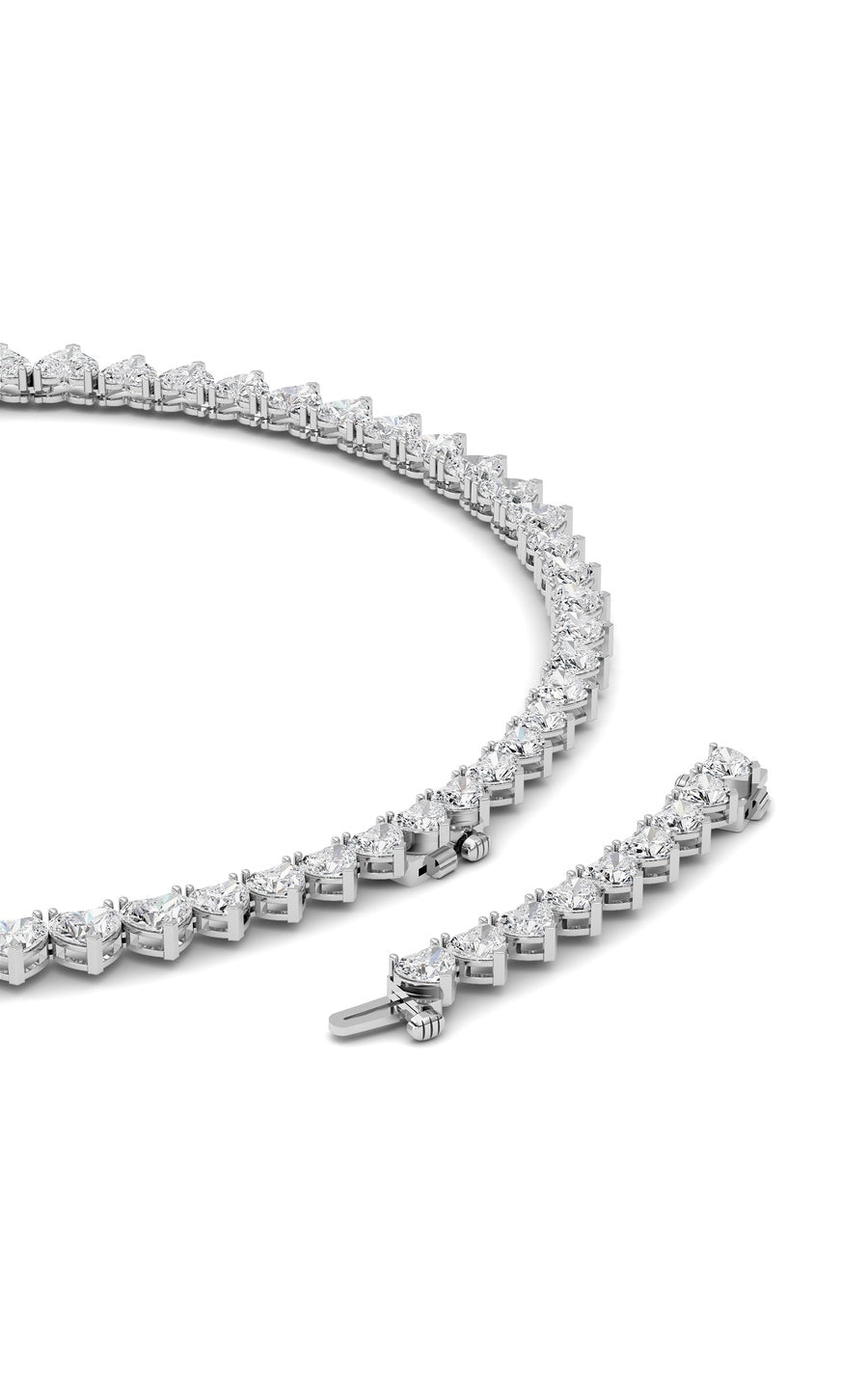65Cttw Heart Shaped Lab Grown Diamond (F/VS ) Tennis Necklace in 14K Gold
