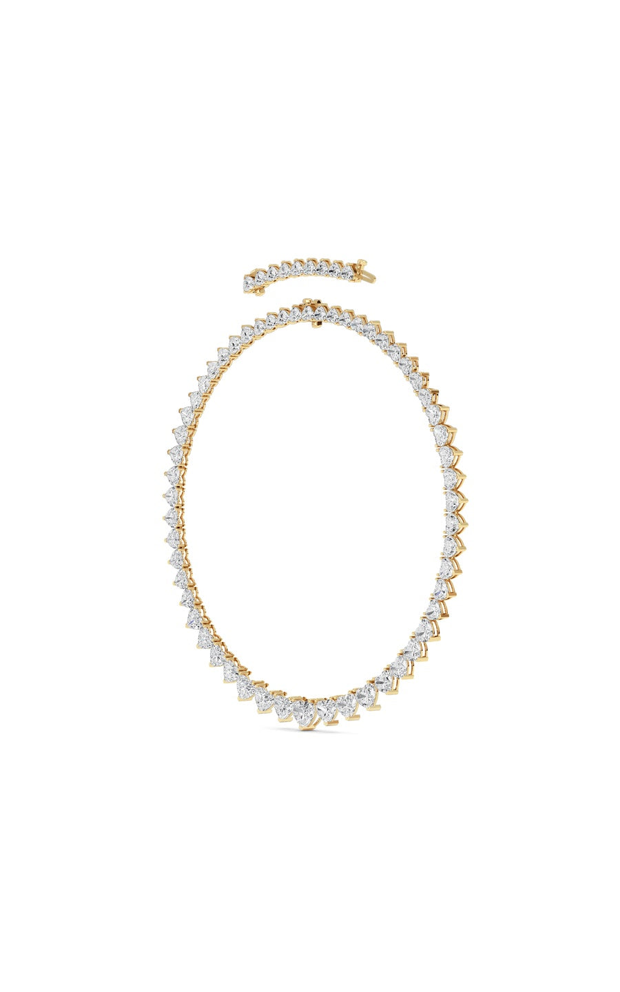 65Cttw Heart Shaped Lab Grown Diamond (F/VS ) Tennis Necklace in 14K Gold