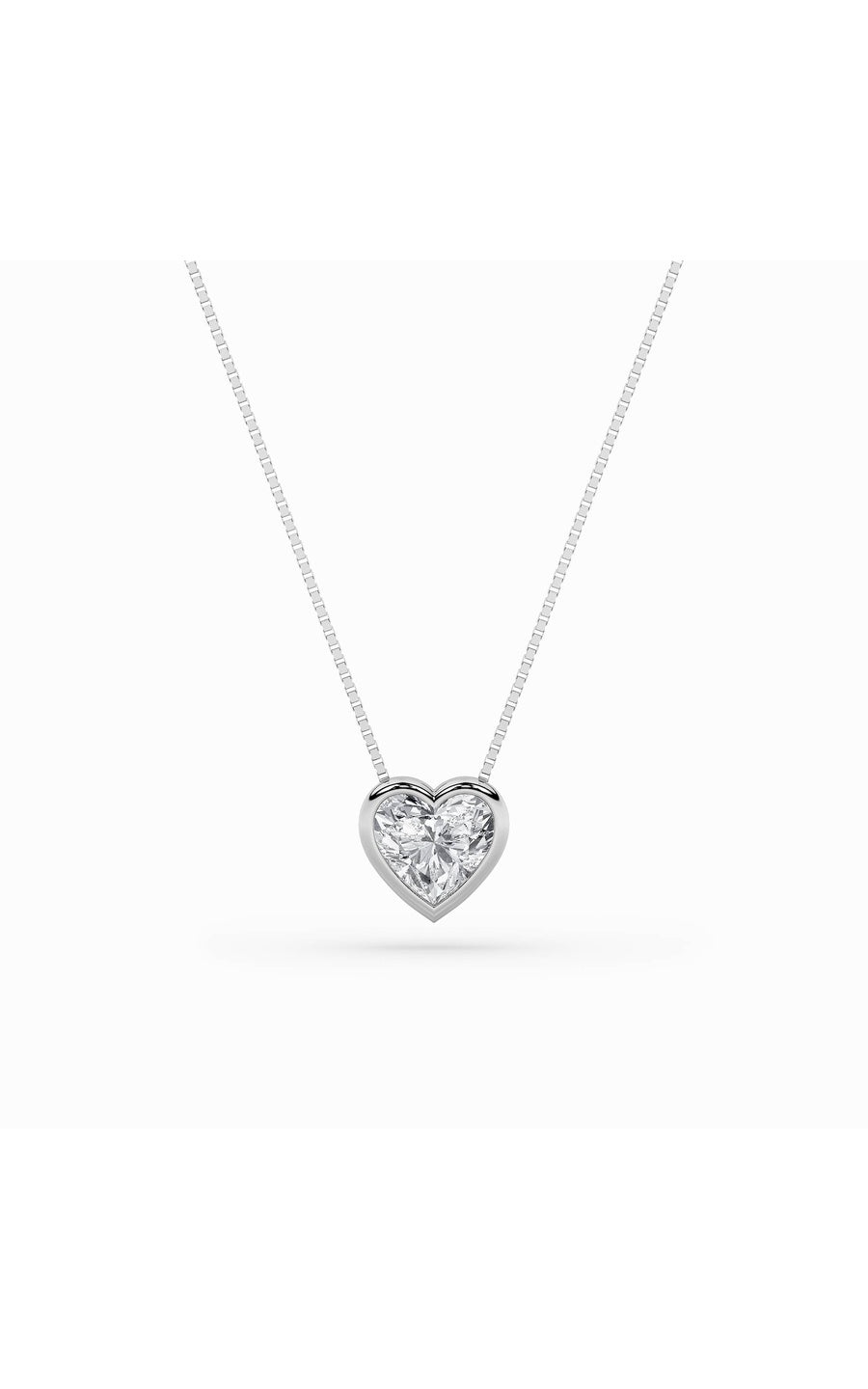 1Cttw Heart Shaped Lab Grown Diamond (F/VS) BezelSet Solitaire Pendant in 14K Gold