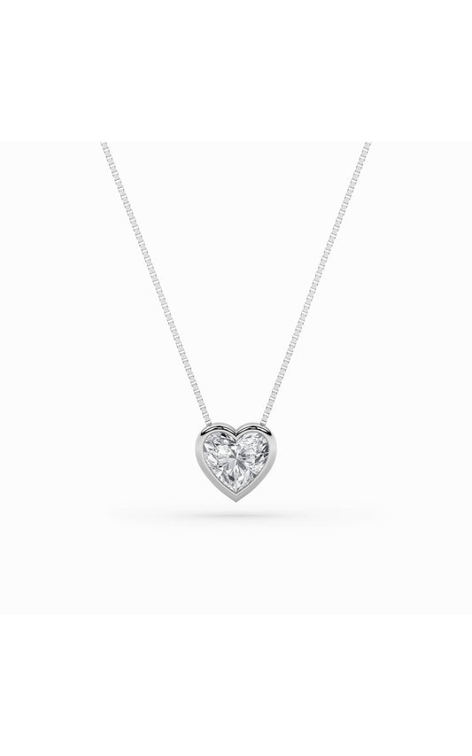 1Cttw Heart Shaped Lab Grown Diamond (F/VS) BezelSet Solitaire Pendant in 14K Gold