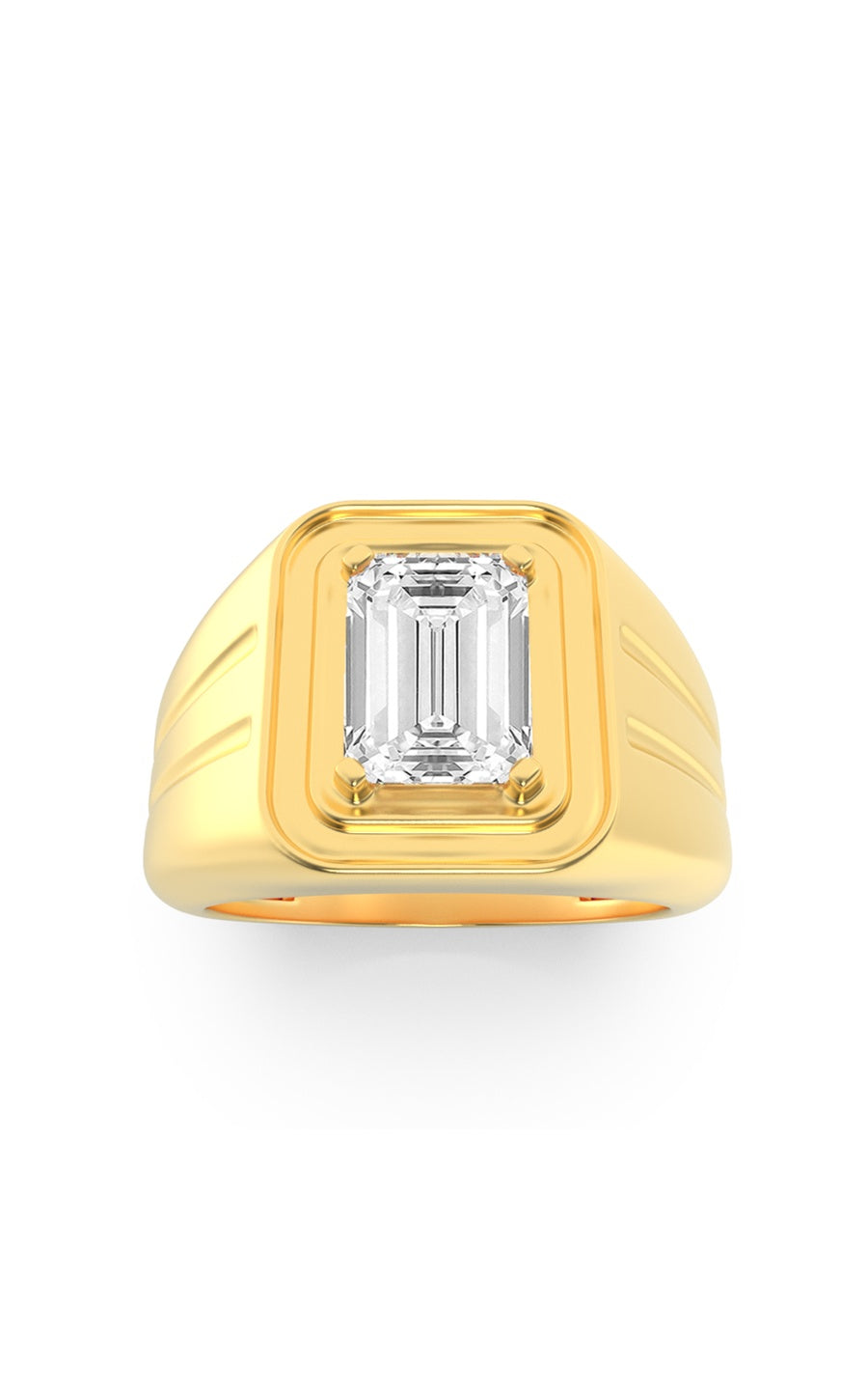 2Cttw Emerald Shaped Lab Grown Diamond (F/VS) MensRing in 14K White Gold