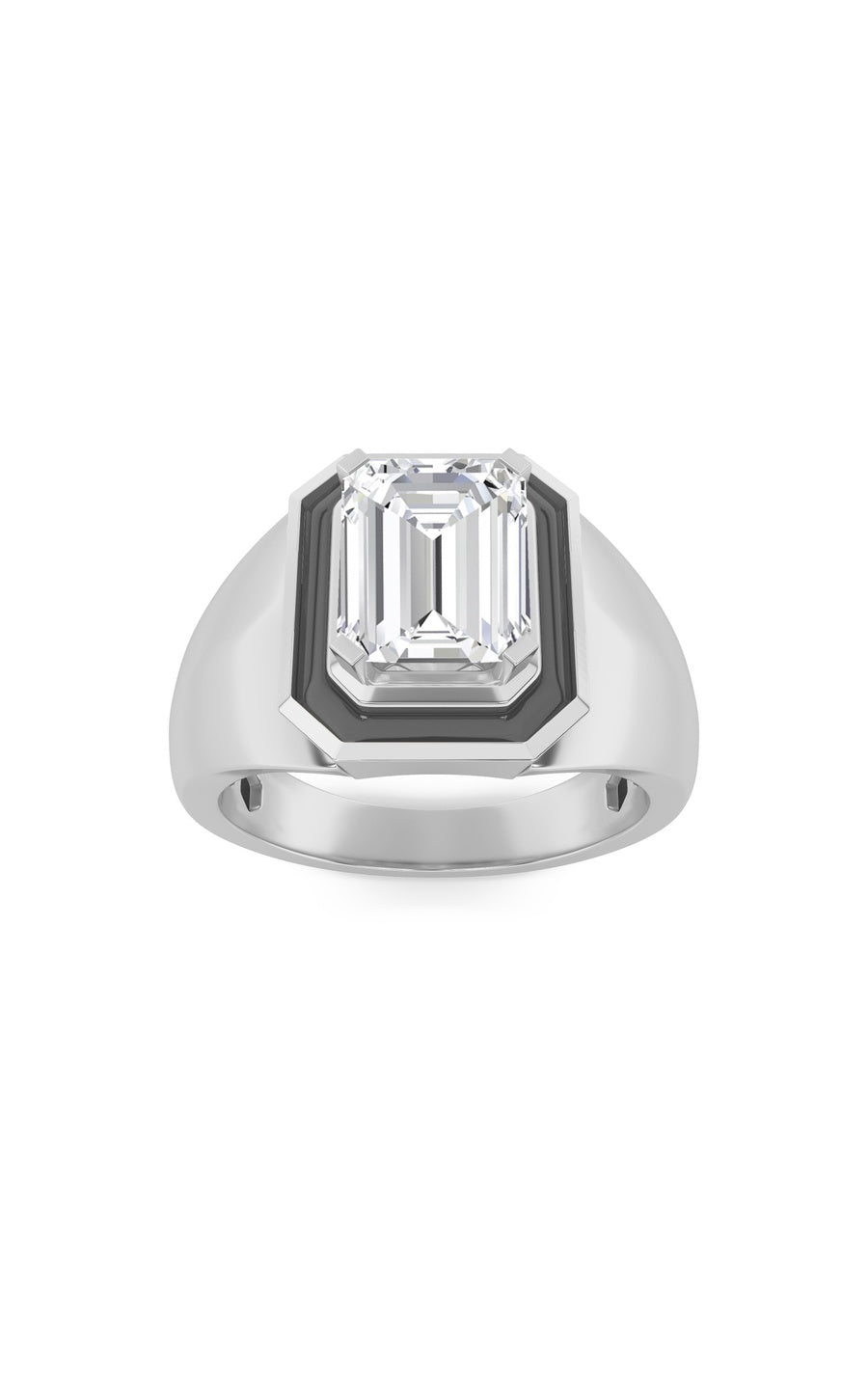 3Cttw Emerald Shaped Lab Grown Diamond (F/VS) MensRing in 14K Gold