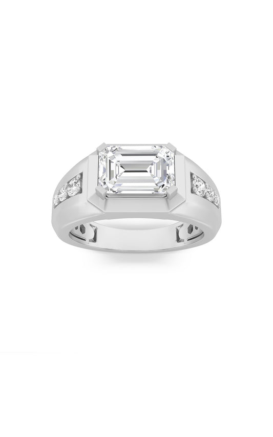 3.25Cttw Emerald Shaped Lab Grown Diamond (F/VS) Ring in 14K Gold