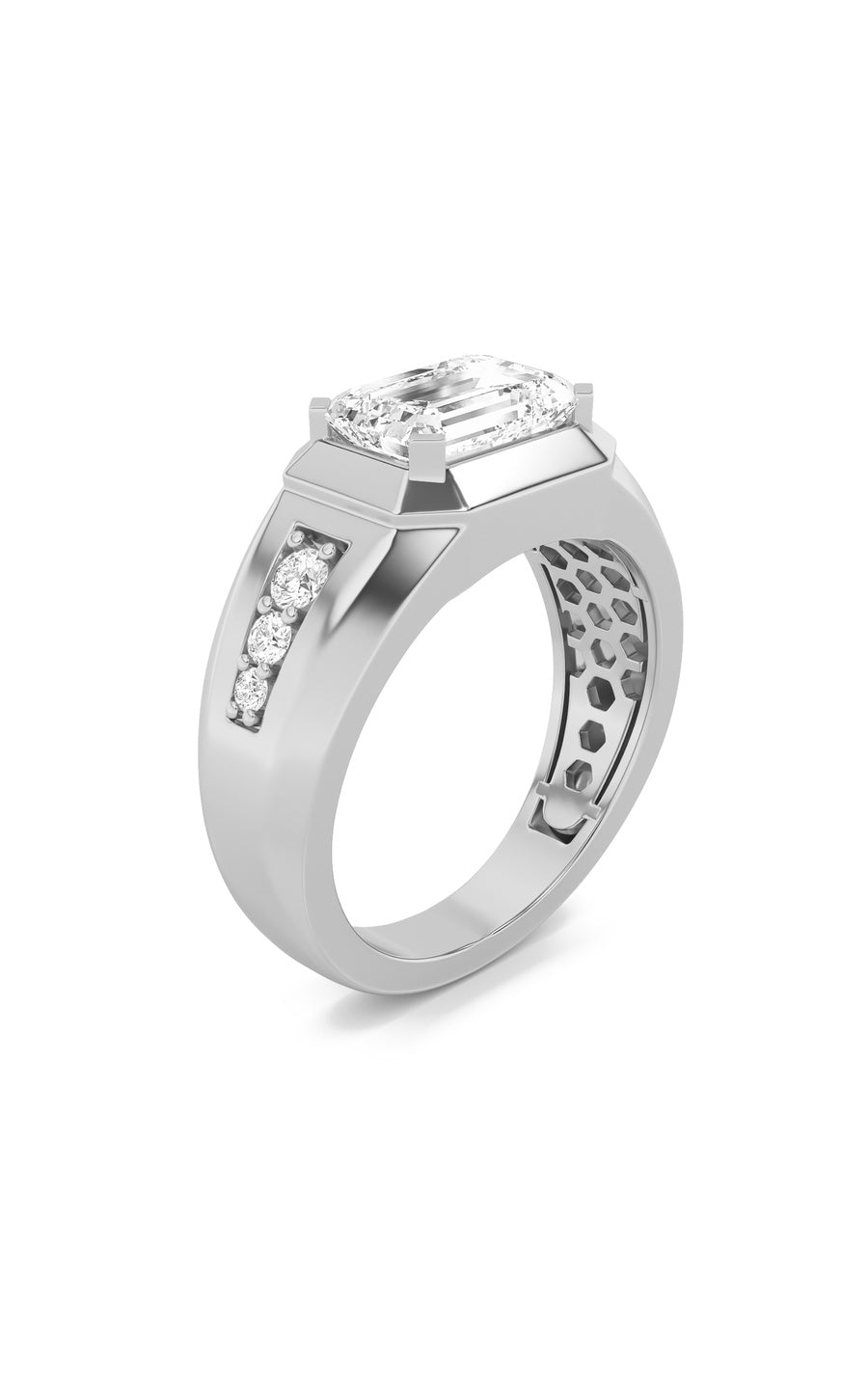 3.25Cttw Emerald Shaped Lab Grown Diamond (F/VS) Ring in 14K Gold