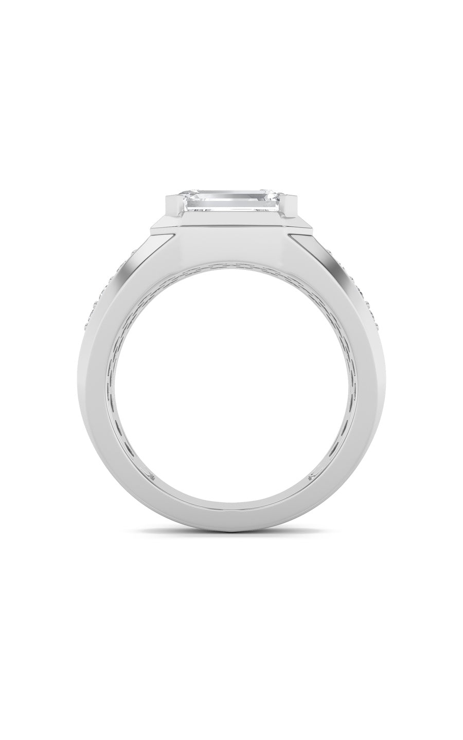 3.5Cttw Emerald Shaped Lab Grown Diamond (F/VS) Mens Ring in 14K Gold