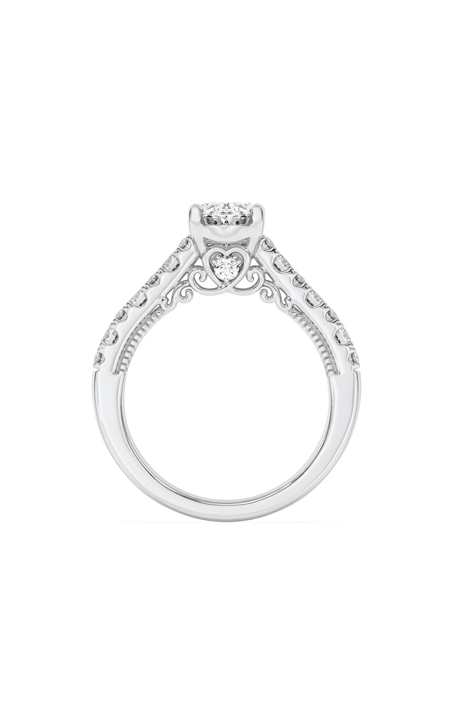 2Cttw Oval Shaped Lab Grown Diamond (F/VS) Accented Milgrain Engagement Ring in 14K Gold