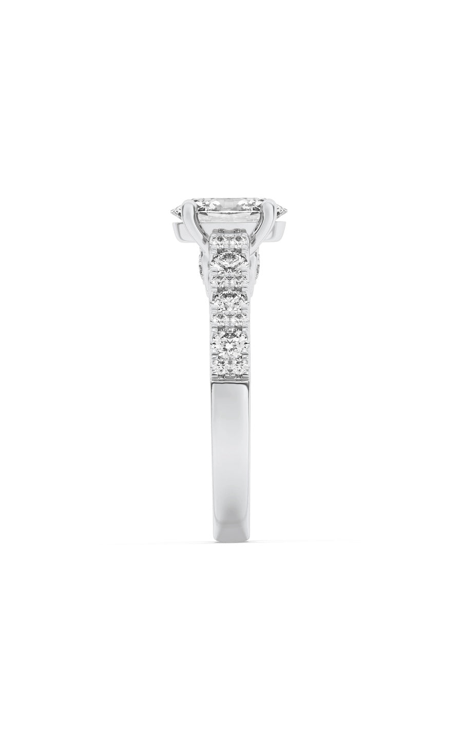 2Cttw Oval Shaped Lab Grown Diamond (F/VS) Accented Milgrain Engagement Ring in 14K Gold
