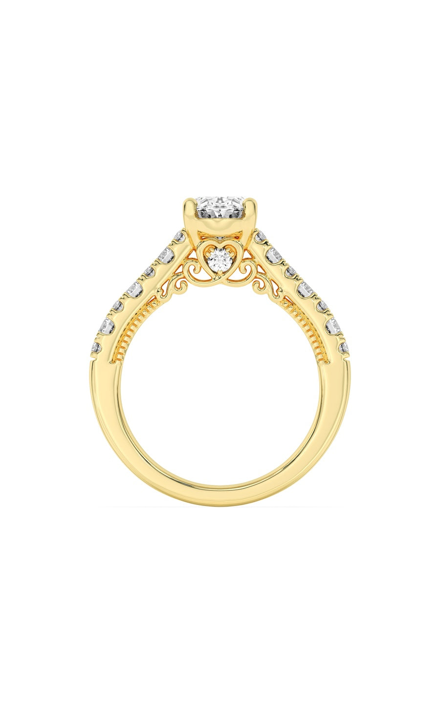 2Cttw Oval Shaped Lab Grown Diamond (F/VS) Accented Milgrain Engagement Ring in 14K Gold