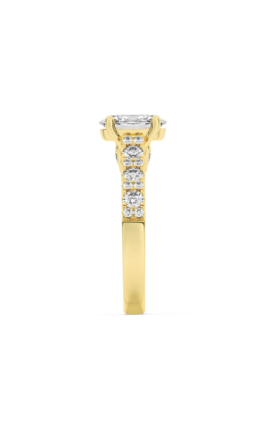 2Cttw Oval Shaped Lab Grown Diamond (F/VS) Accented Milgrain Engagement Ring in 14K Gold