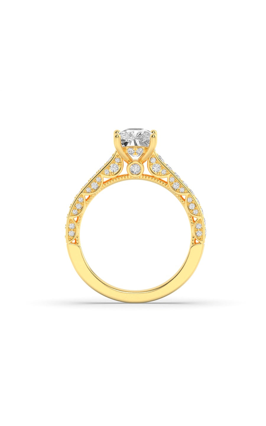 2.5Cttw Elongated Cushion Shaped Lab Grown Diamond(G/VS) Accented Engagement Ring in 14K Gold