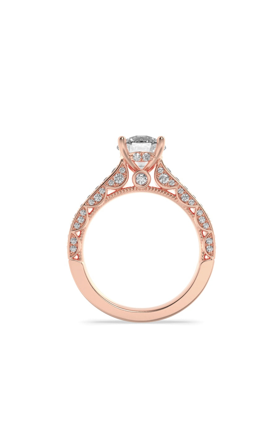 2Cttw Round Shaped Lab Grown Diamond (F/VS) Accented Engagement Ring in 14K Gold